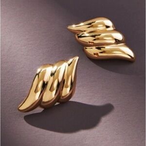 Anthropologie Triple Wave Post Earrings, Gold